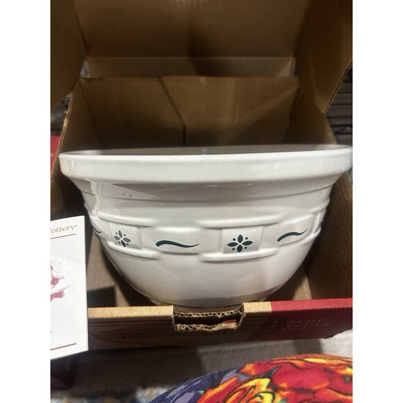 Longaberger Medium Pottery Mixing Bowl Heritage Green 8